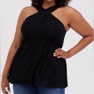 Torrid babydoll super soft keyhole halter black sz 1